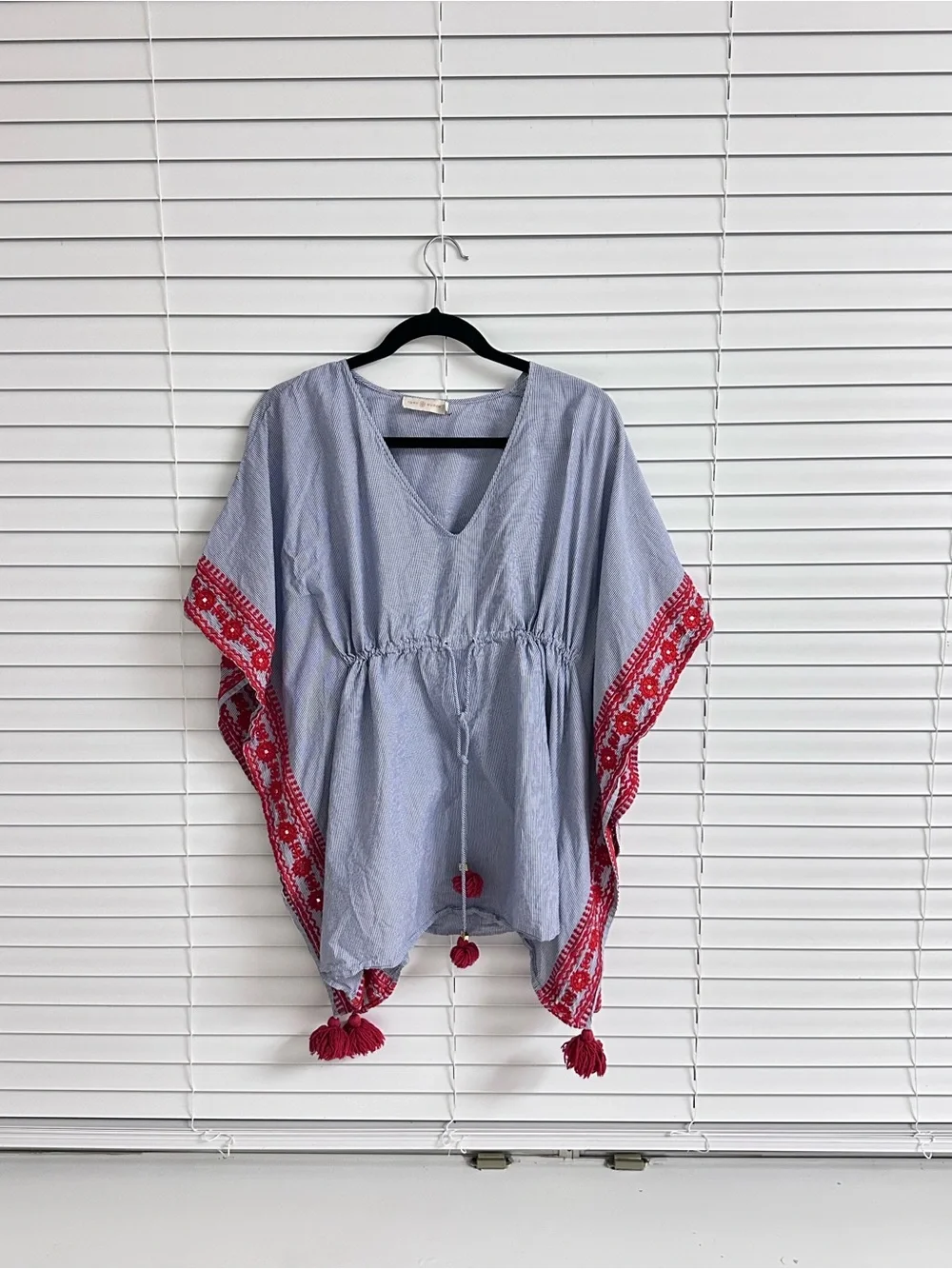 Tory Burch XS swimsuit, (open to offers) cover-up Light Blue with Red Embroidere